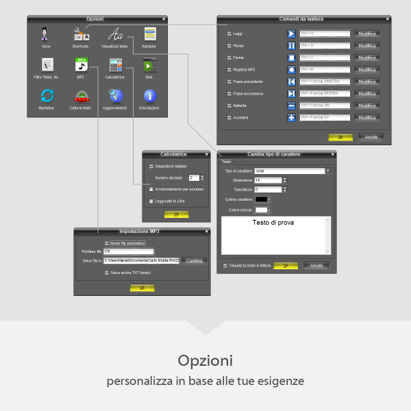 Carlo Mobile Pro - Opzioni - personalizza in base alle tue esigenze